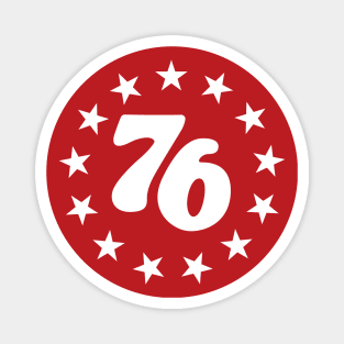 76 - Star Design (White on Red) Magnet